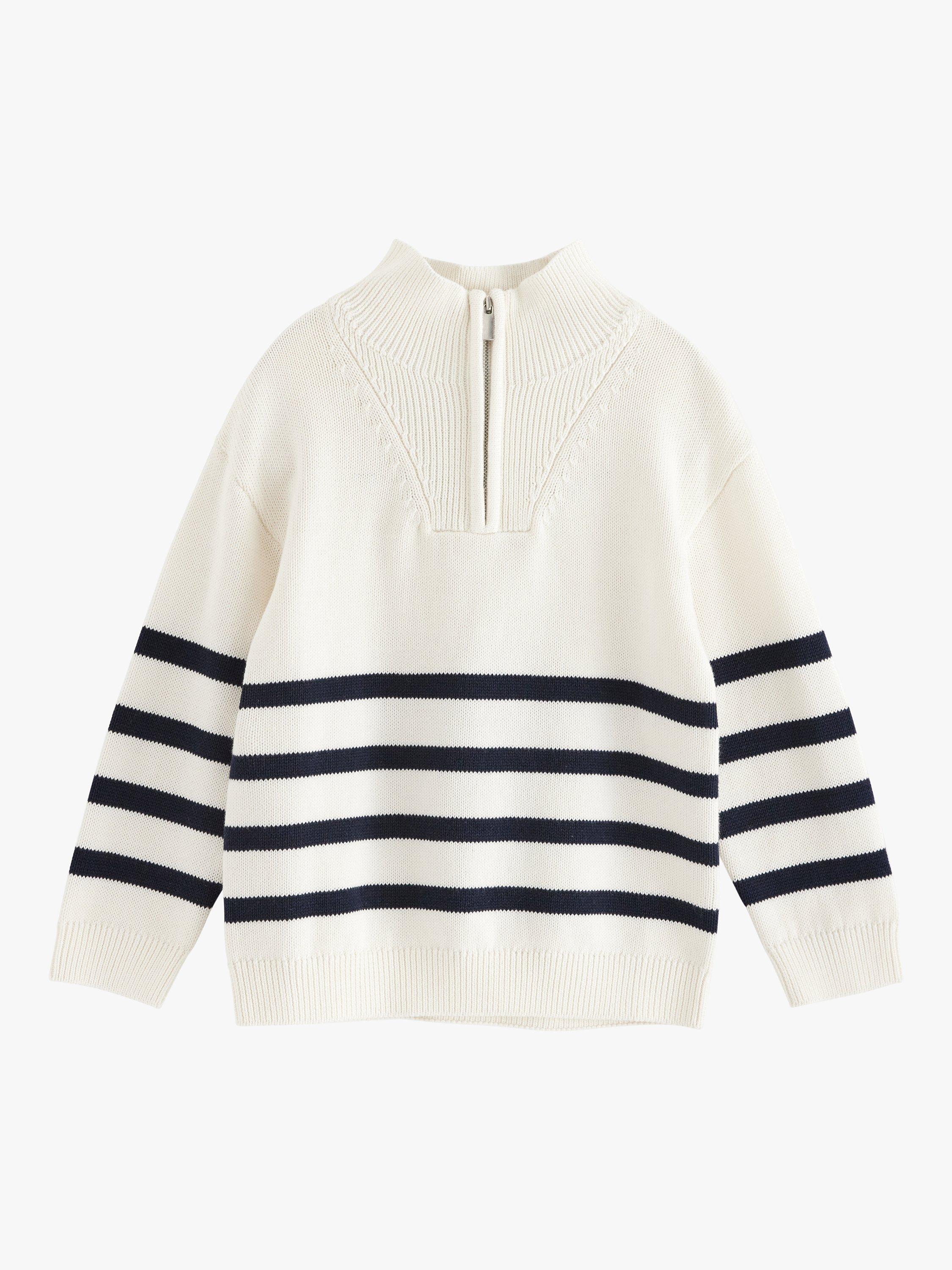 Product image 5 of 7, which shows Lindex Kids' Organic Cotton Knitted Half Zip Jumper, Light Dusty White, 4-6 years