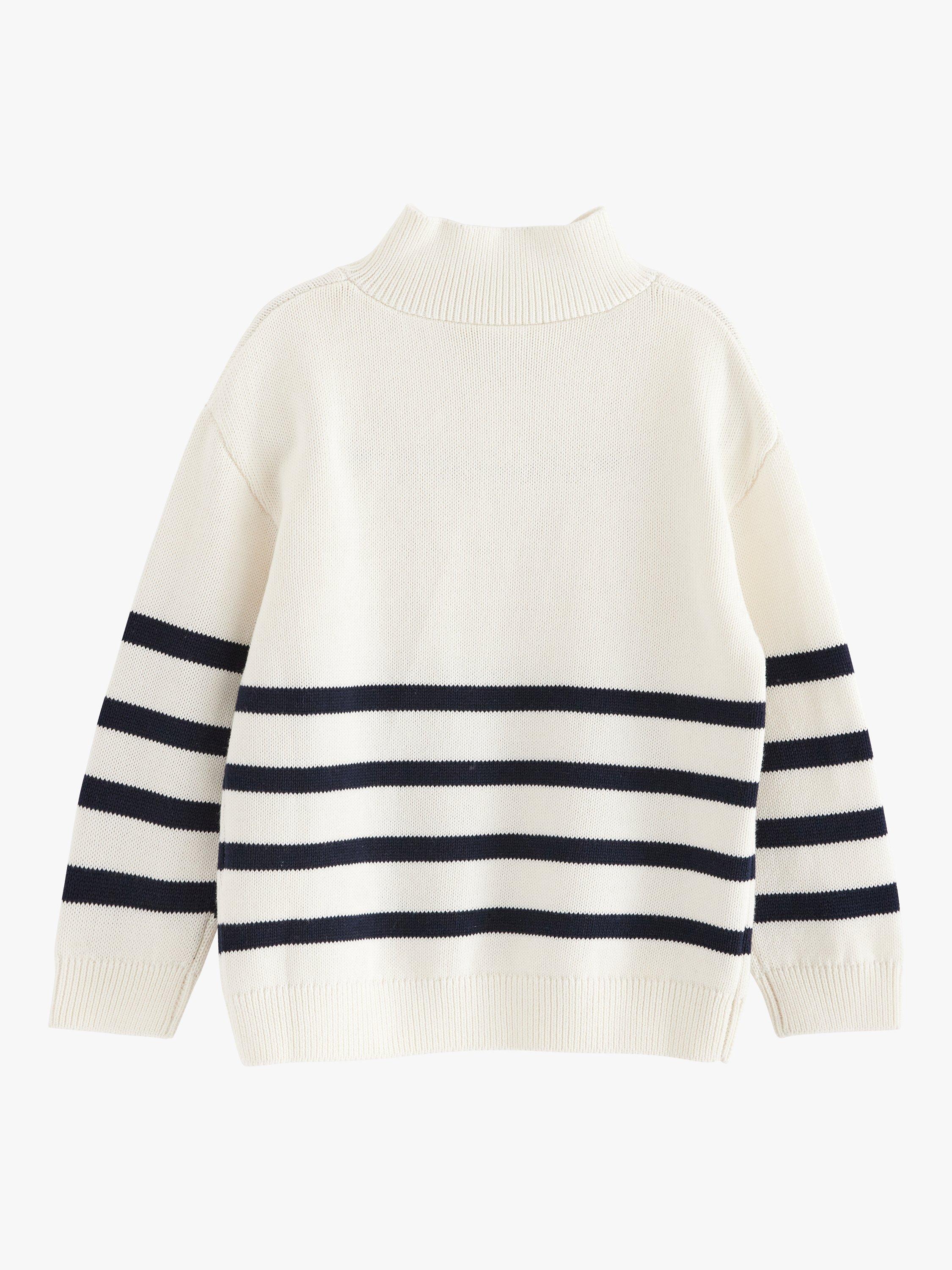 Product image 6 of 7, which shows Lindex Kids' Organic Cotton Knitted Half Zip Jumper, Light Dusty White, 4-6 years