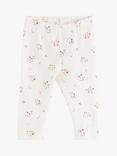 Lindex Kids' Blossom Organic Cotton Leggings, Dusty White/Multi