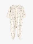 Lindex Baby Organic Cotton Jersey Sleepsuit, Dusty White/Multi