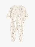 Lindex Baby Organic Cotton Jersey Sleepsuit, Dusty White/Multi