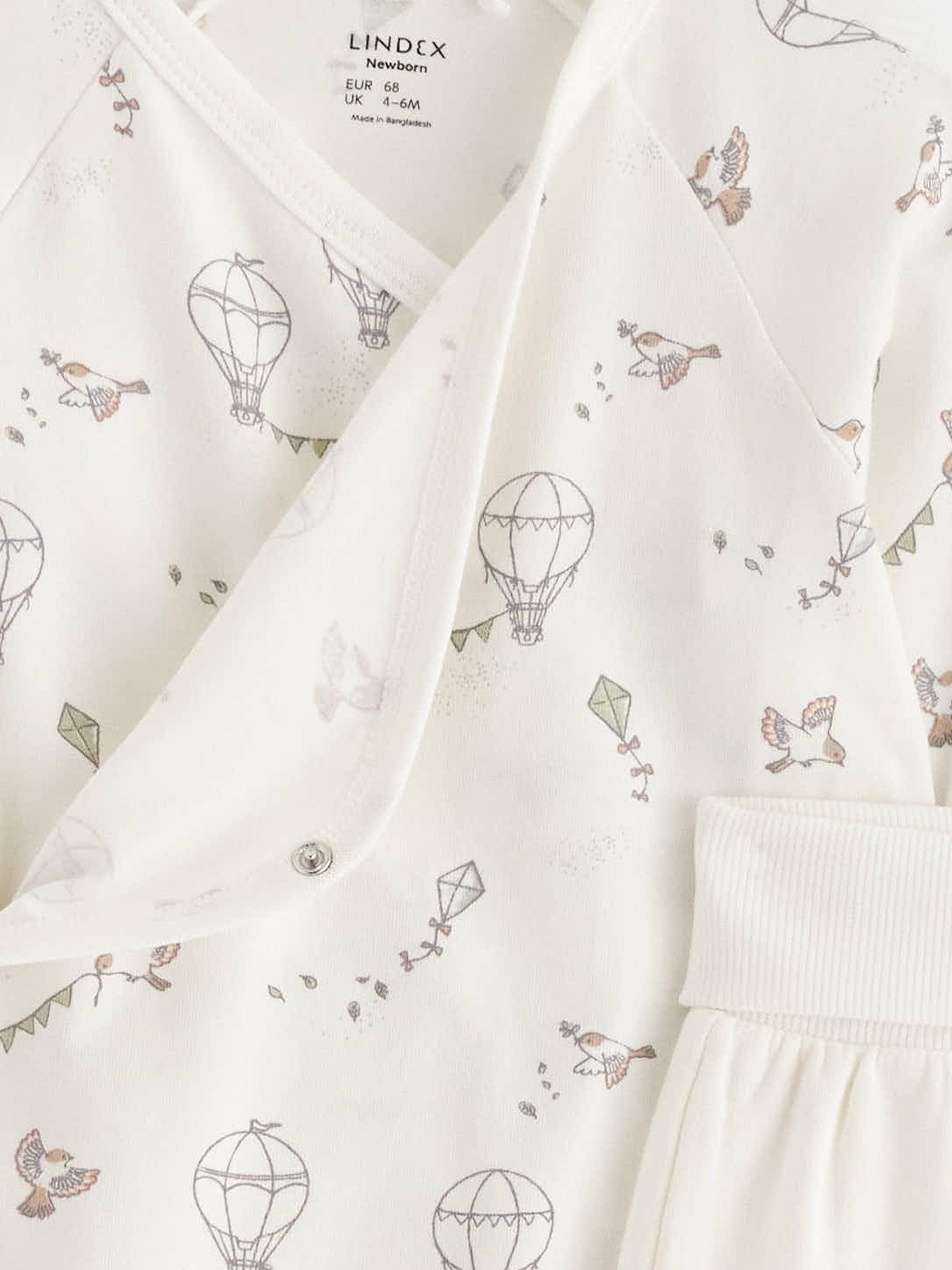 Product image 3 of 3, which shows Lindex Baby Organic Cotton Newborn 3 PIece Outfit Set, Light Dusty White, Newborn