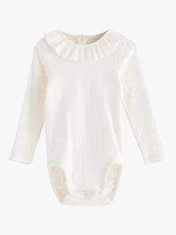 Lindex Baby Organic Cotton Long Sleeve Bodysuit, Light Dusty White