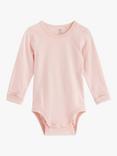 Lindex Baby Basic Long Sleeve Organic Cotton Bodysuit, Light Dusty Pink