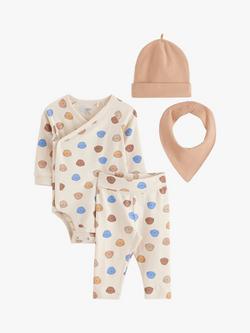 Lindex Baby Organic Cotton 4 Piece Outfit Set, Light Beige, Light Beige