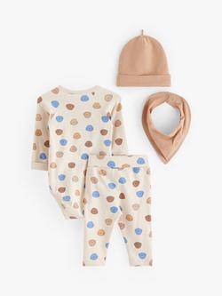 Lindex Baby Organic Cotton 4 Piece Outfit Set, Light Beige - view 2, Light Beige