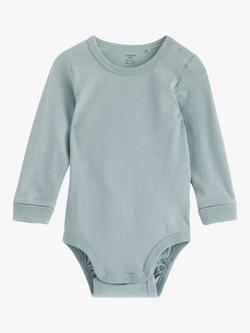 Lindex Baby Basic Long Sleeve Organic Cotton Bodysuit, Light Dusty Green