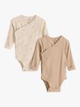 Lindex Baby Organic Cotton Wrap Bodysuits, Pack of 2, Light Pink/Multi