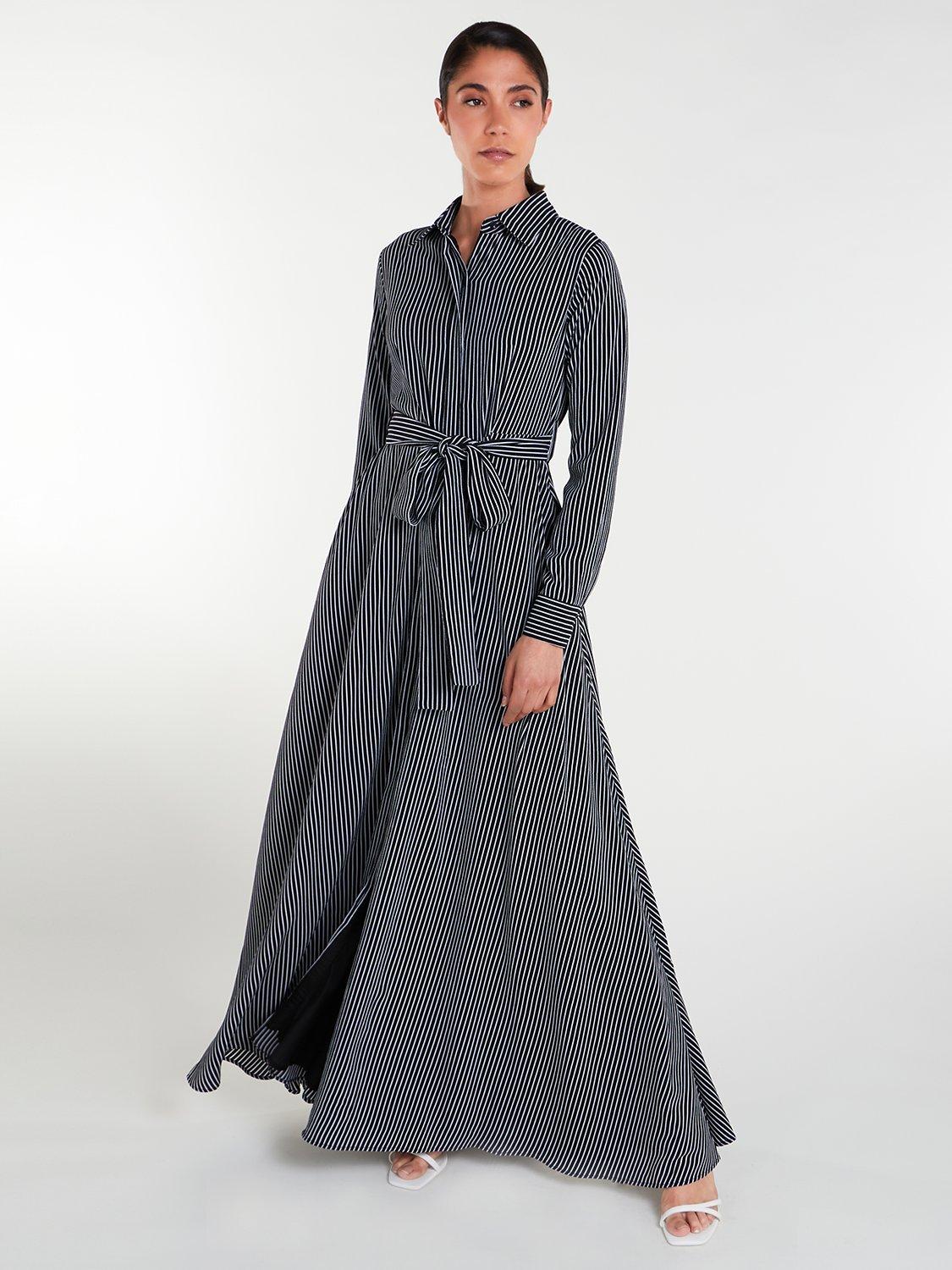 Product image 1 of 4, which shows Aab Perfect Pins Stripe Maxi Shirt Dress, Blue/White, S Reg