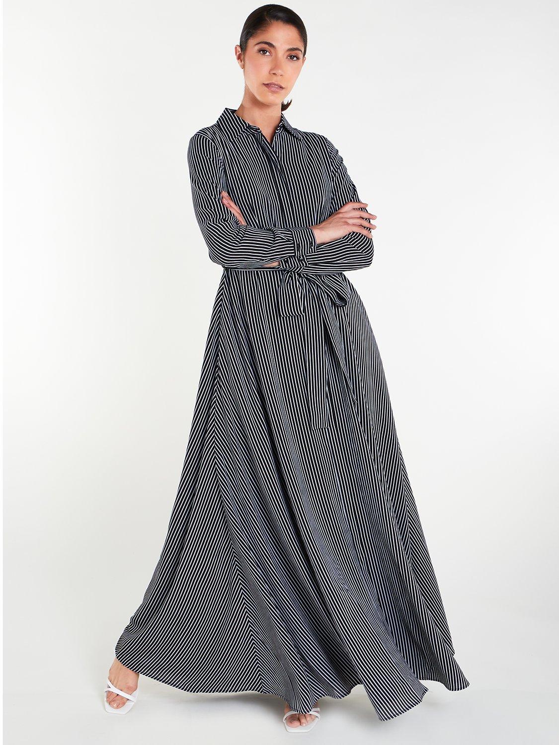 Product image 2 of 4, which shows Aab Perfect Pins Stripe Maxi Shirt Dress, Blue/White, S Reg