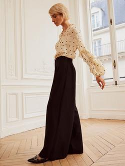 Mint Velvet Dart Front Wide Leg Trousers, Black