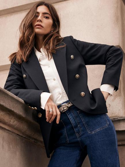 Mint Velvet Double Breasted Blazer, Navy, Navy