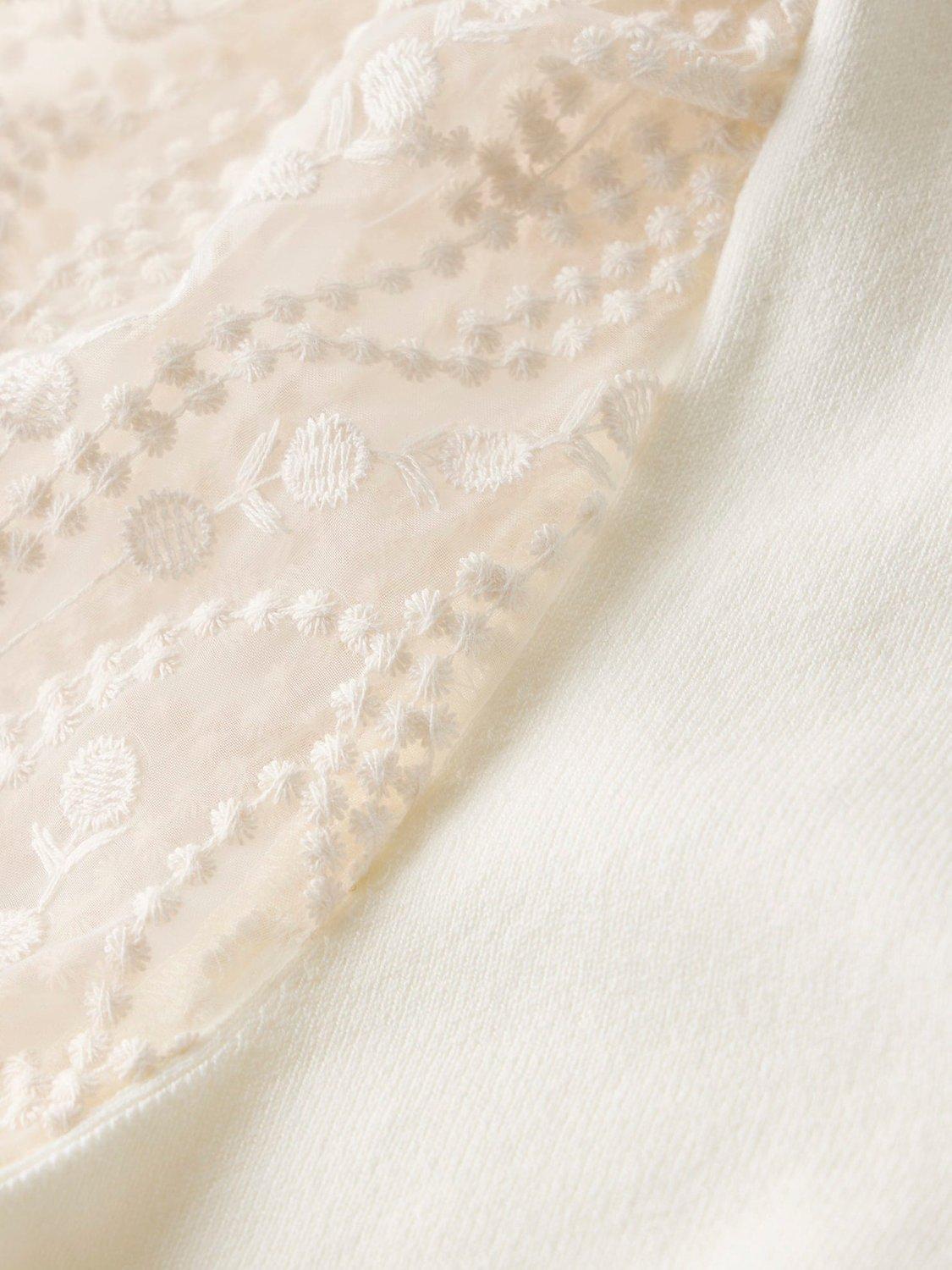 Product image 8 of 8, which shows Mint Velvet Embroidered Sleeve Jumper, Ivory, L