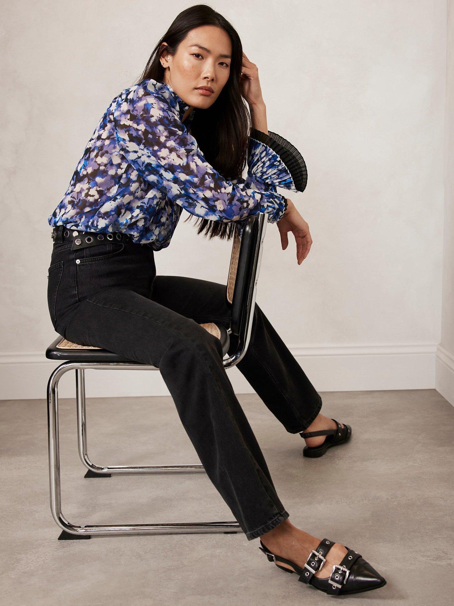 Product image 3 of 7, which shows Mint Velvet Abstract Print Blouse, Blue/Multi, L