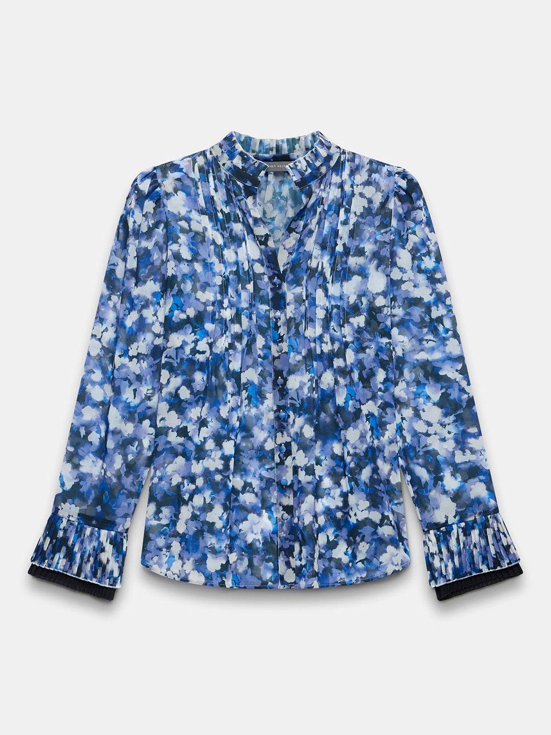 Product image 5 of 7, which shows Mint Velvet Abstract Print Blouse, Blue/Multi, L