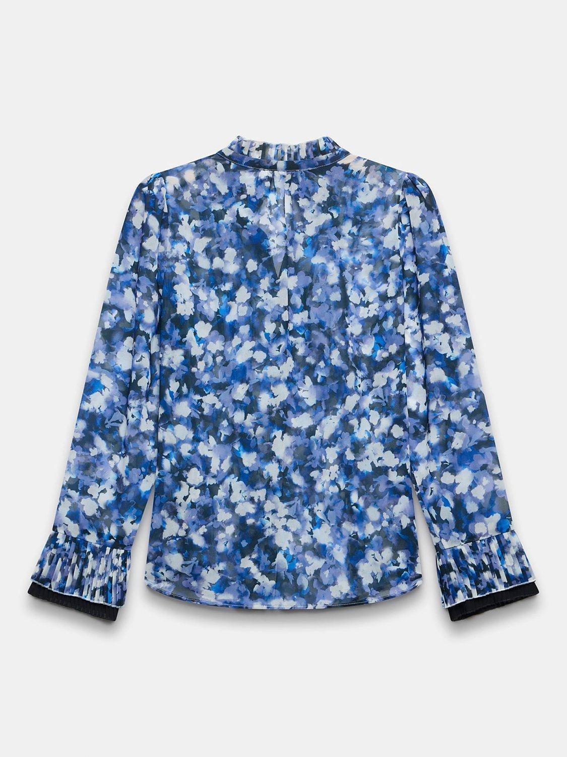 Product image 6 of 7, which shows Mint Velvet Abstract Print Blouse, Blue/Multi, L