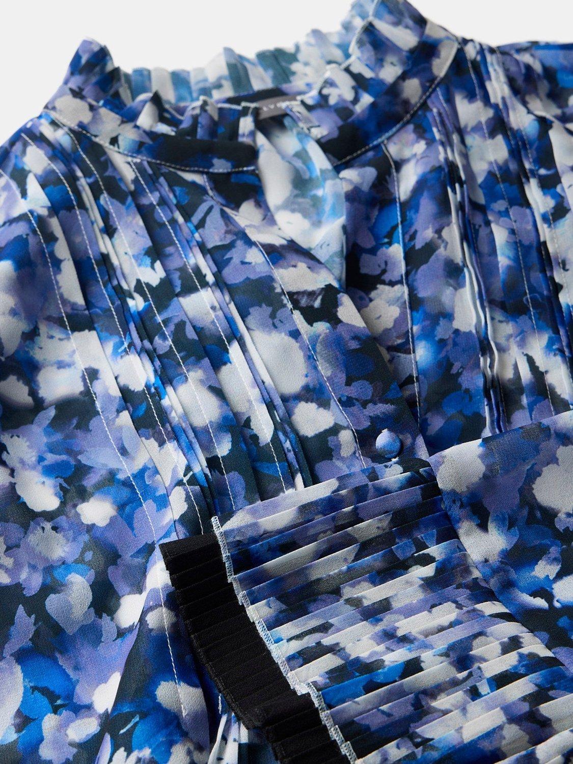 Product image 7 of 7, which shows Mint Velvet Abstract Print Blouse, Blue/Multi, L