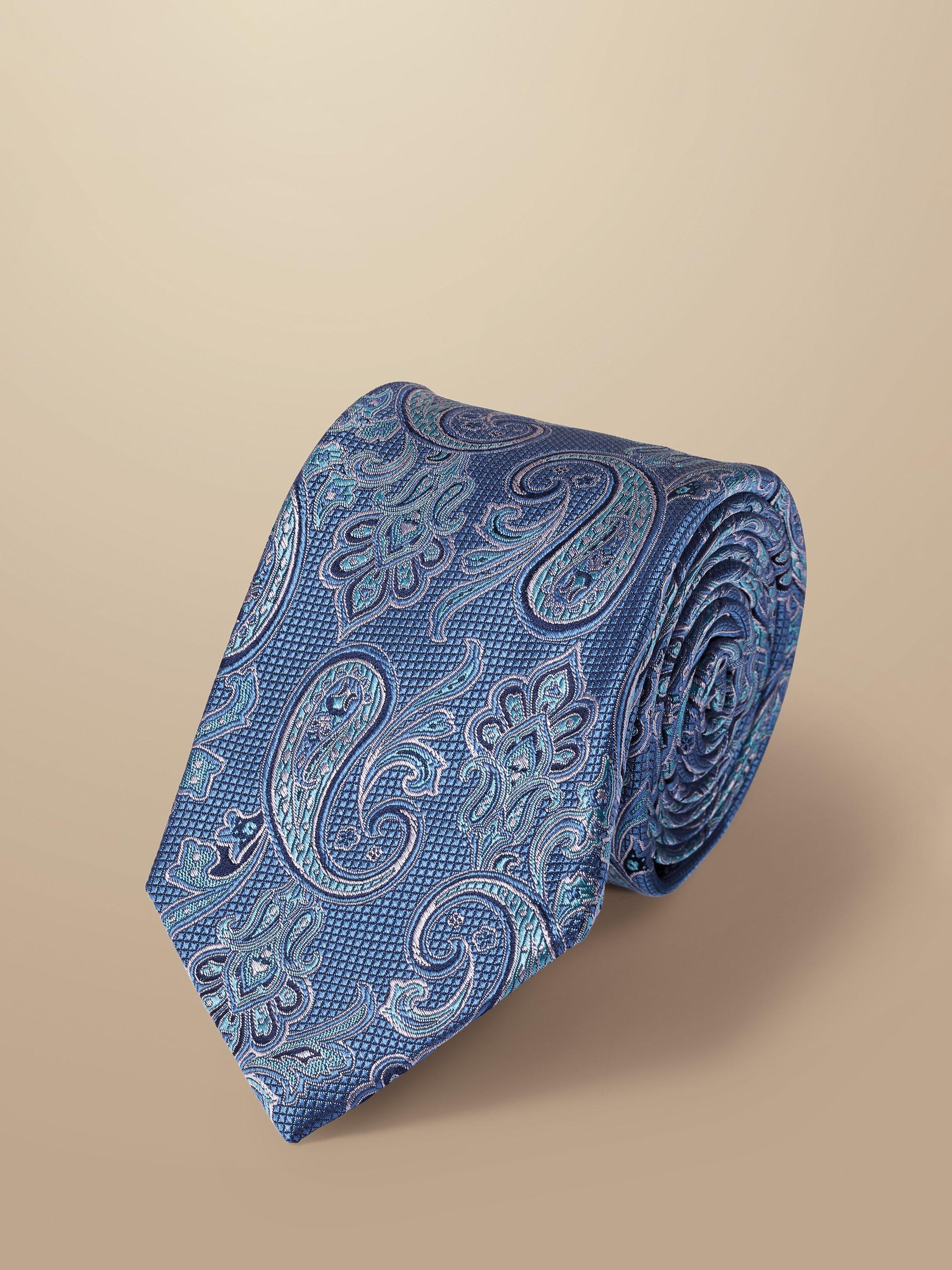 Charles Tyrwhitt Silk Paisley Tie, Ocean Blue