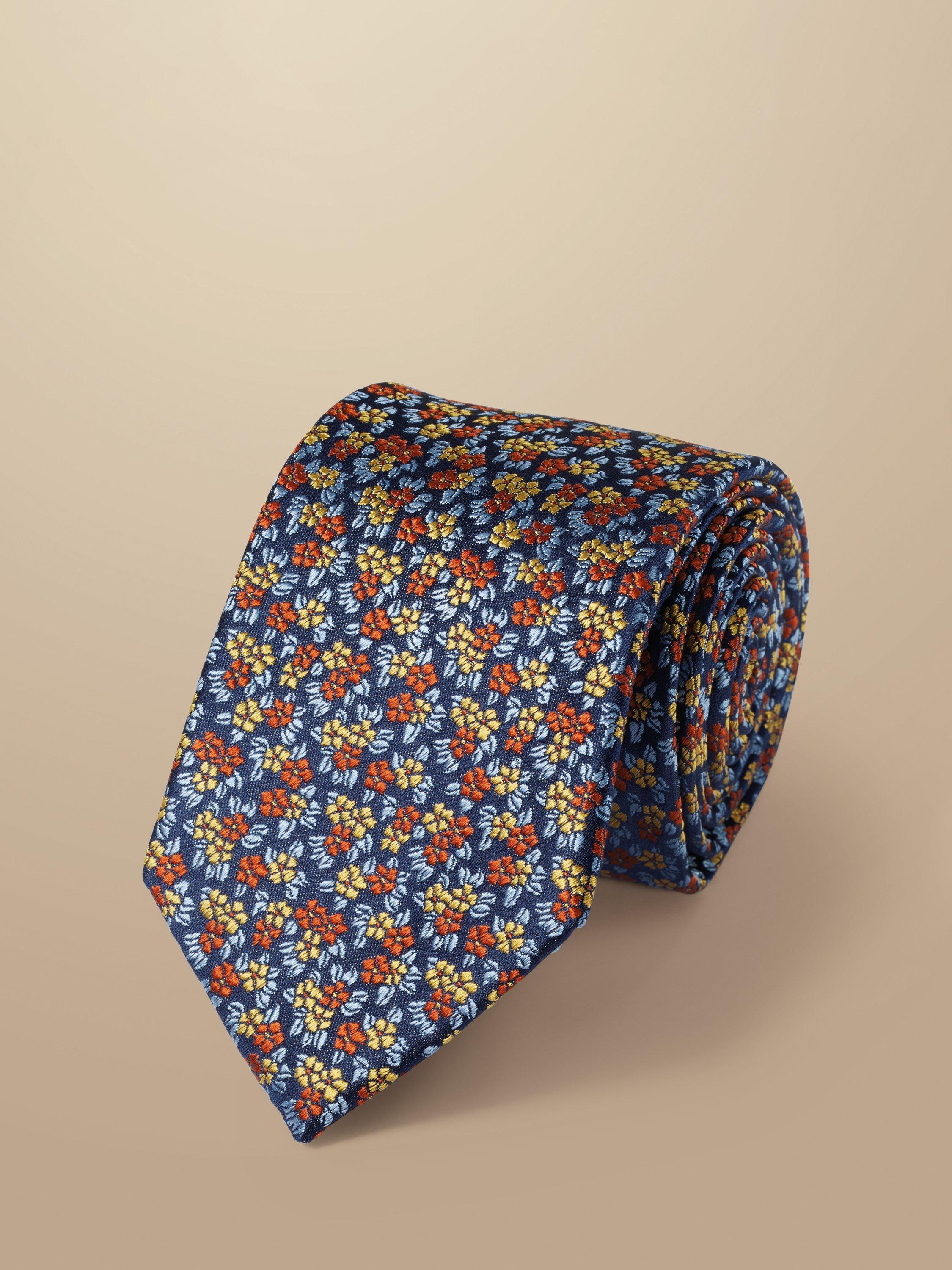 Charles Tyrwhitt Silk Paisley Tie, French Blue/Copper