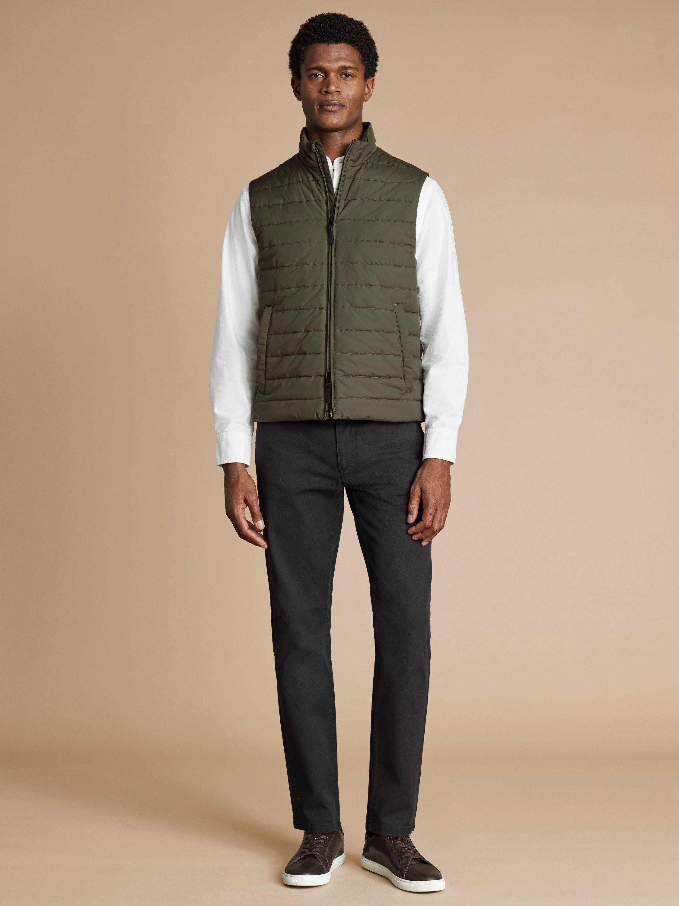 Product image 1 of 5, which shows Charles Tyrwhitt Lightweight Gilet, Green Olive, S