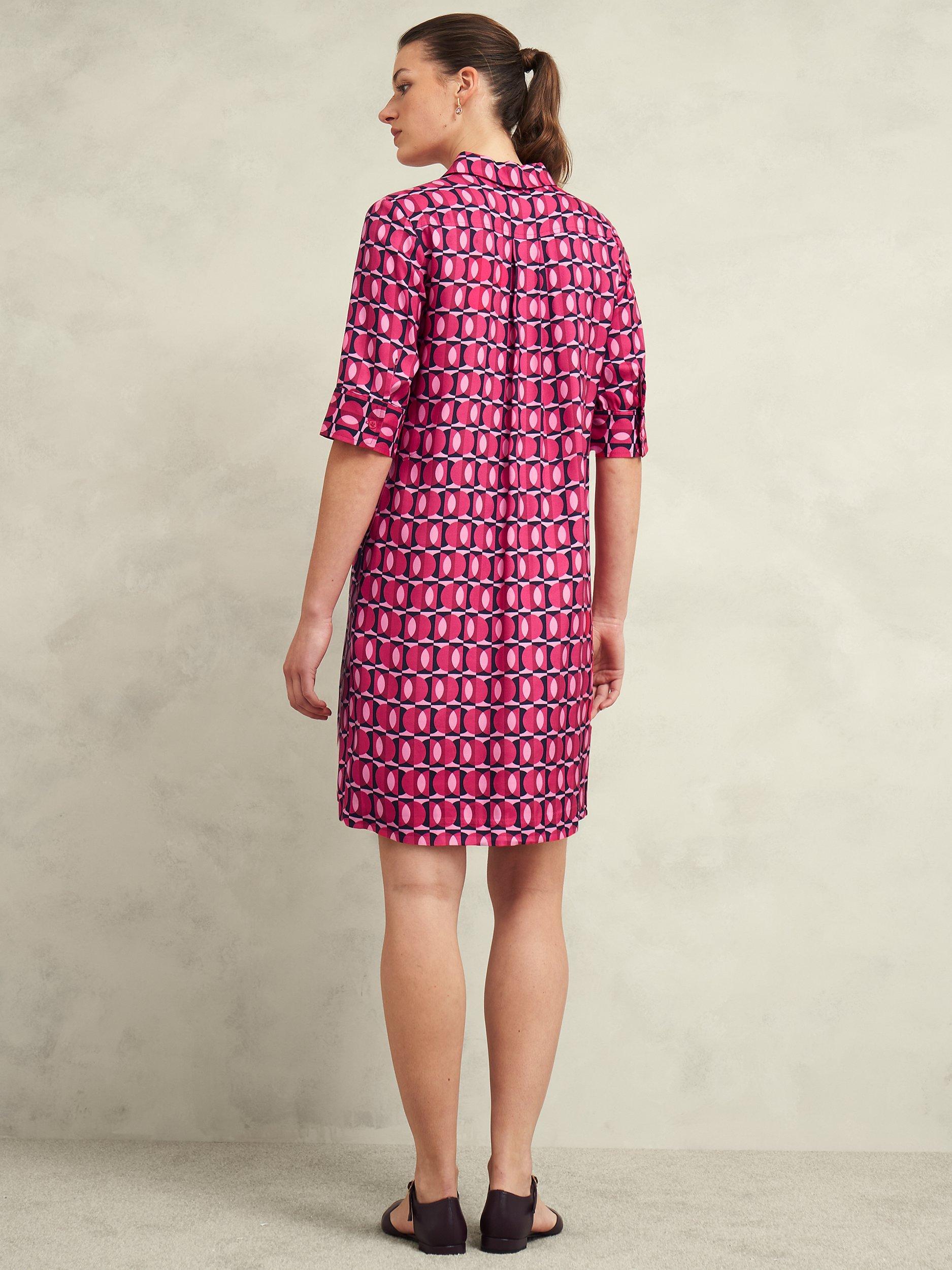 Product image 2 of 5, which shows Hobbs Marciella Geometric Dress, Pink/Multi, 10