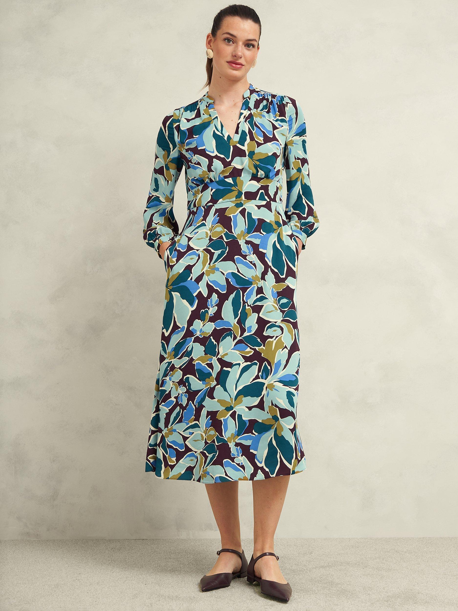 Hobbs Lea Print Midi Dress Multi