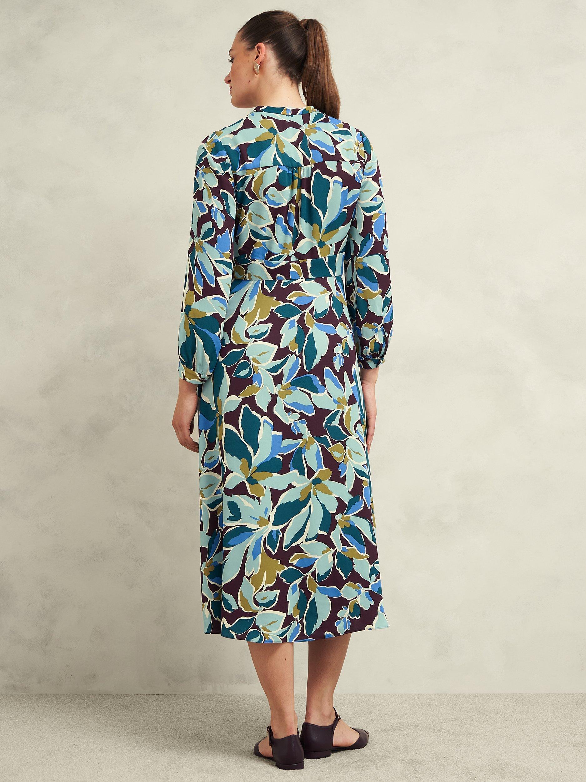 Product image 2 of 7, which shows Hobbs Lea Print Midi Dress, Multi, 10