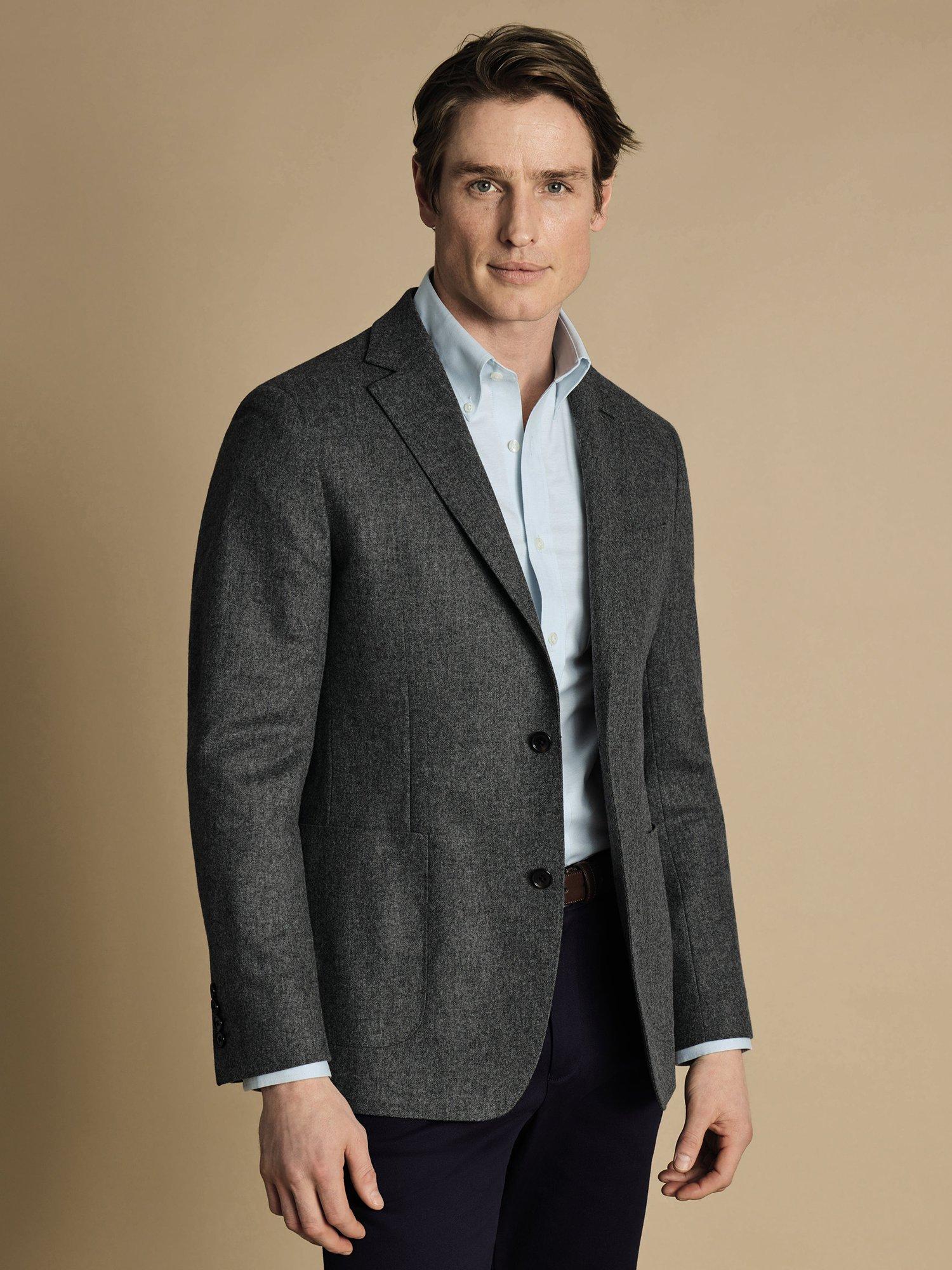 Product image 1 of 5, which shows Charles Tyrwhitt Regular Fit Wool Blazer, Grey, 36R