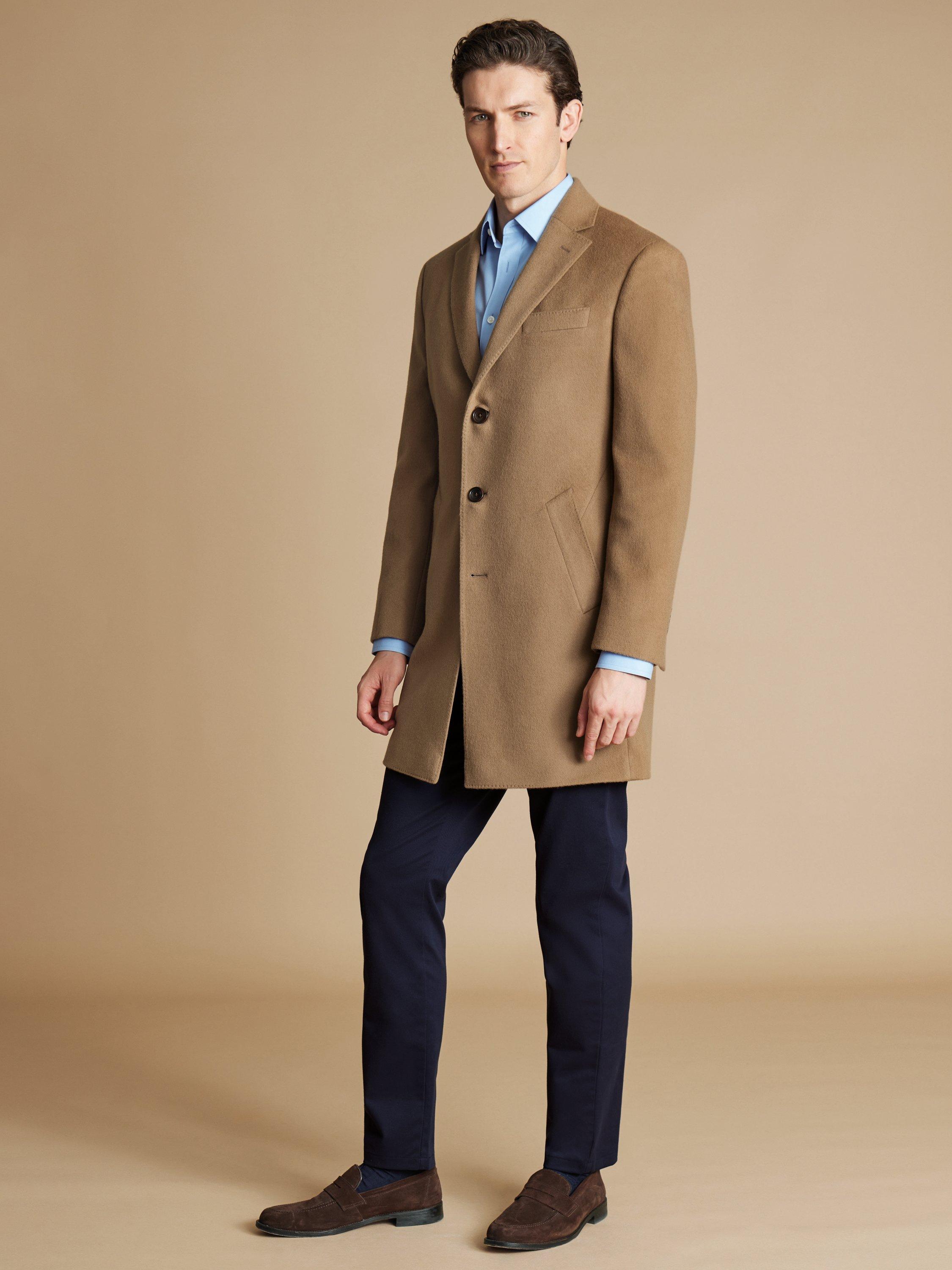 Charles Tyrwhitt Merino Wool Overcoat Light Camel