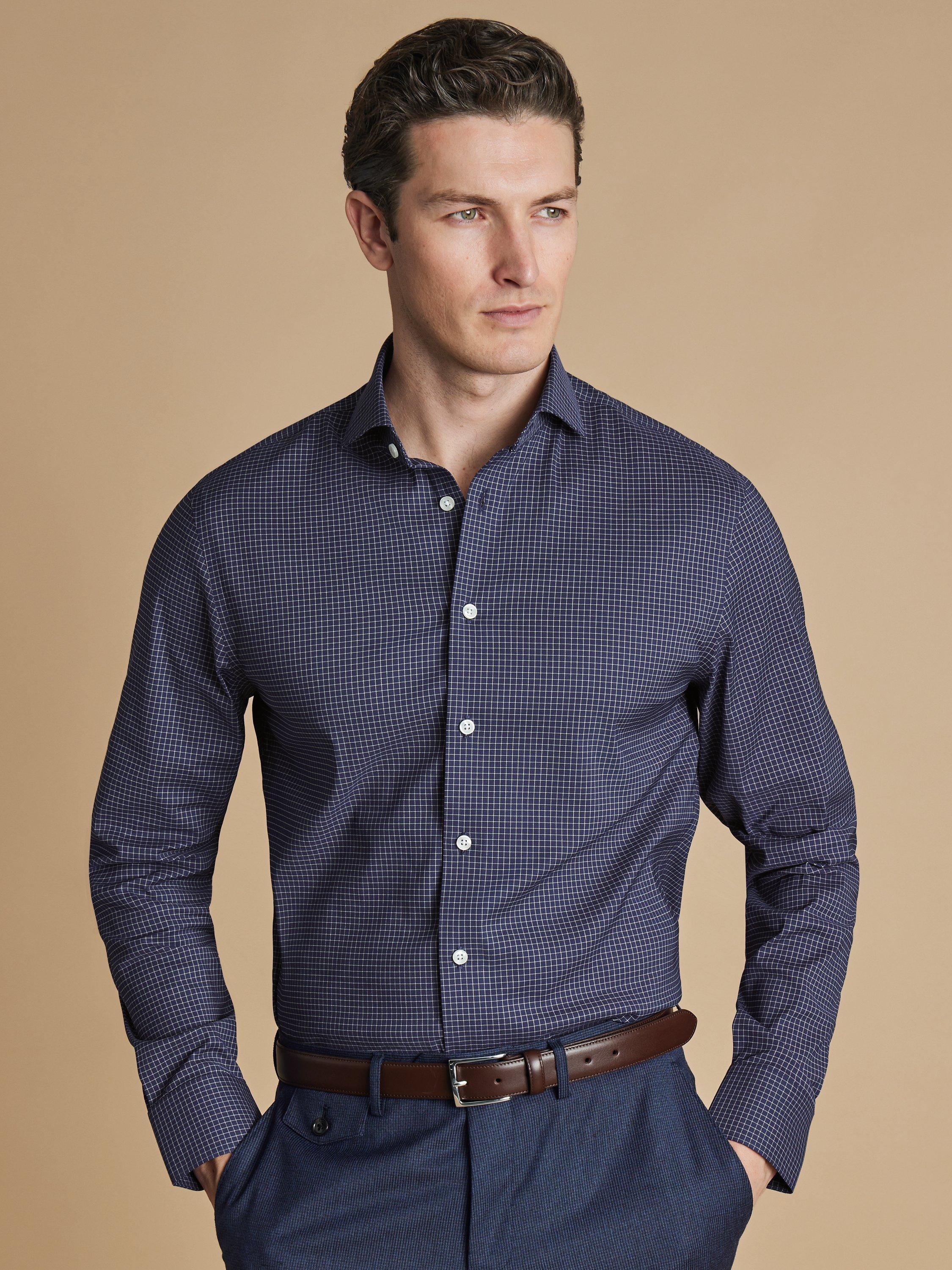 Charles Tyrwhitt Cotton Slim Fit Cutaway Collar Shirt, French Blue
