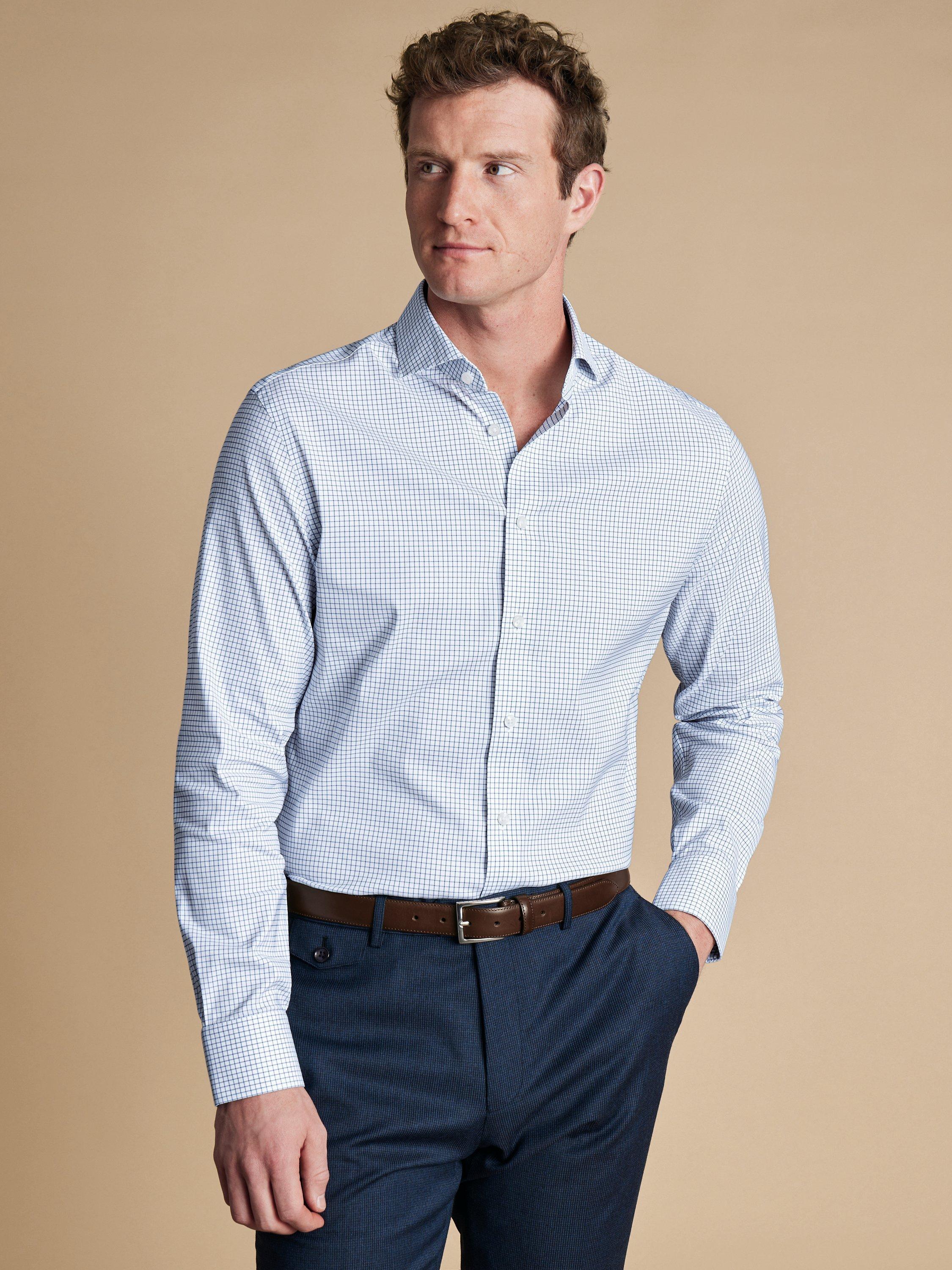 Charles Tyrwhitt Cotton Slim Fit Cutaway Collar Shirt, Ocean Blue