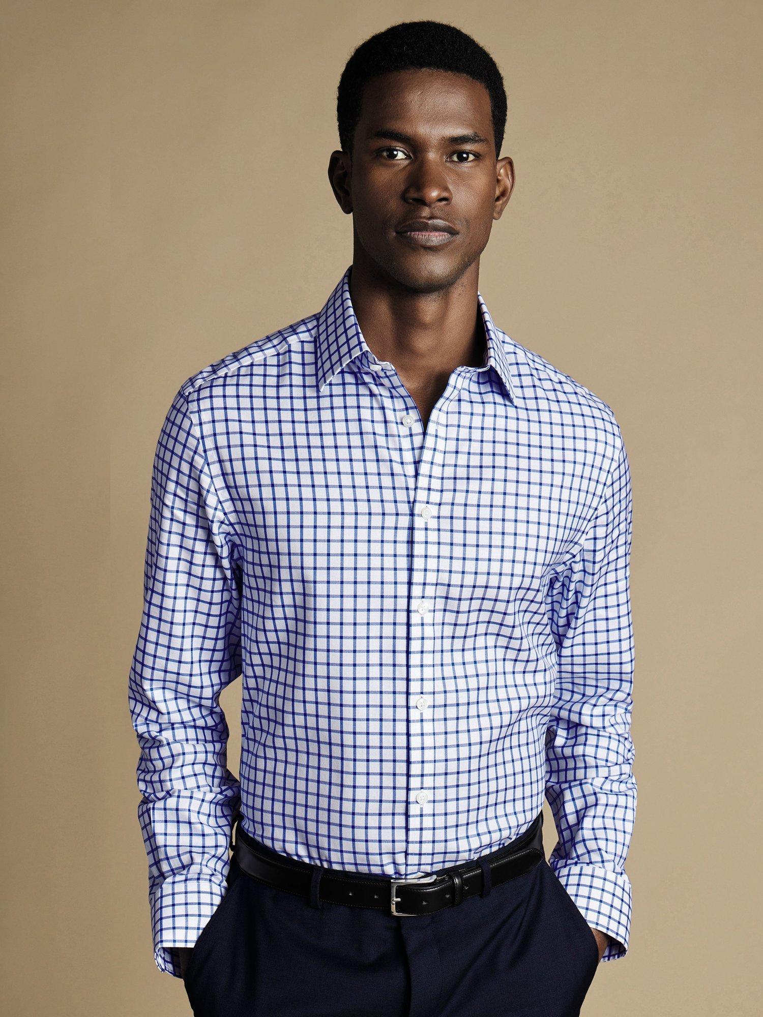Charles Tyrwhitt Non-Iron Cotton Extra Slim Fit Check Shirt, Royal Blue