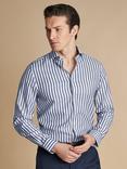 Charles Tyrwhitt Cotton Slim Fit Non-Iron Striped Shirt, Royal Blue/White