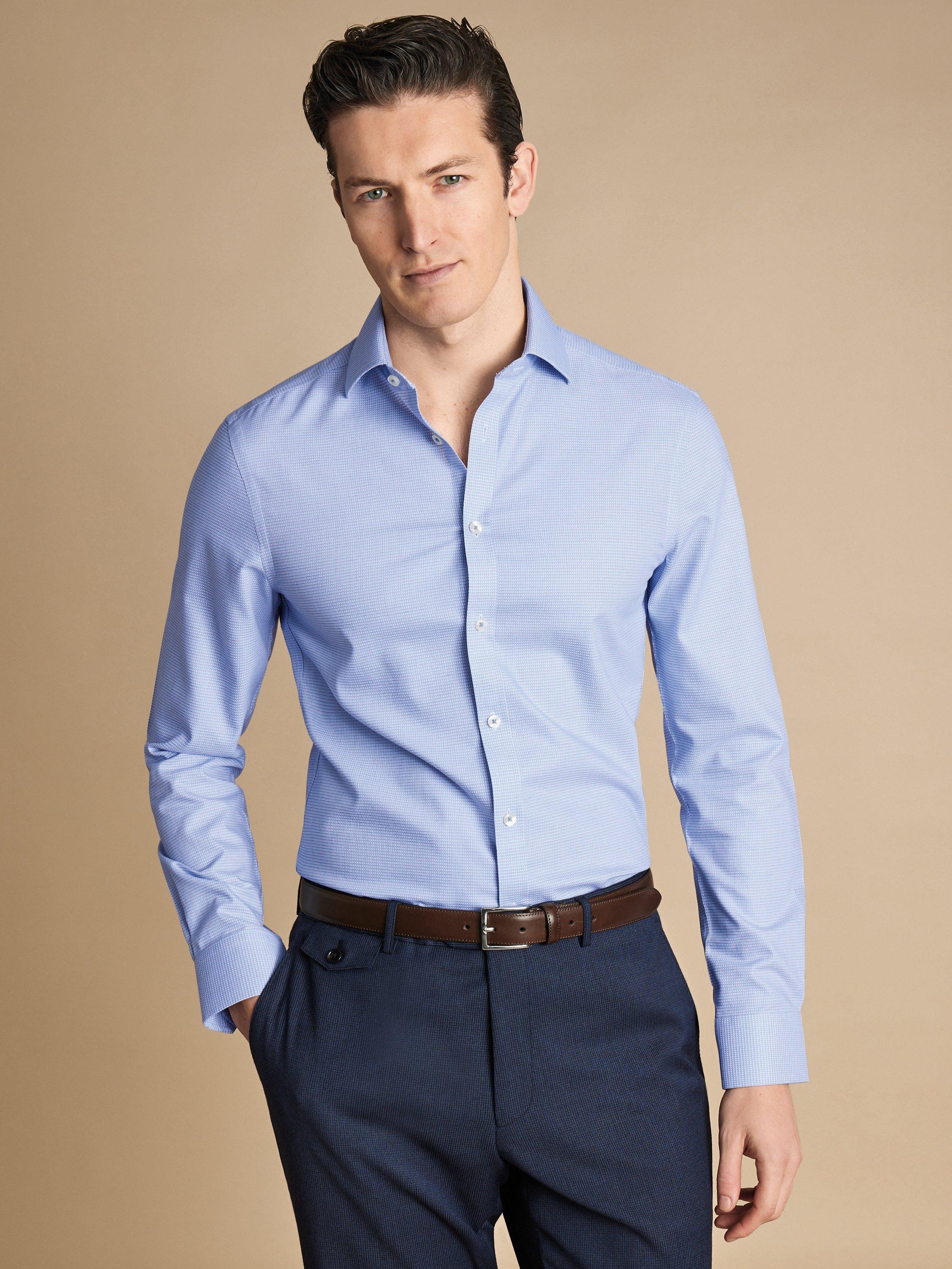 Charles Tyrwhitt Cotton Slim Fit Cutaway Collar Shirt, Cobalt Blue