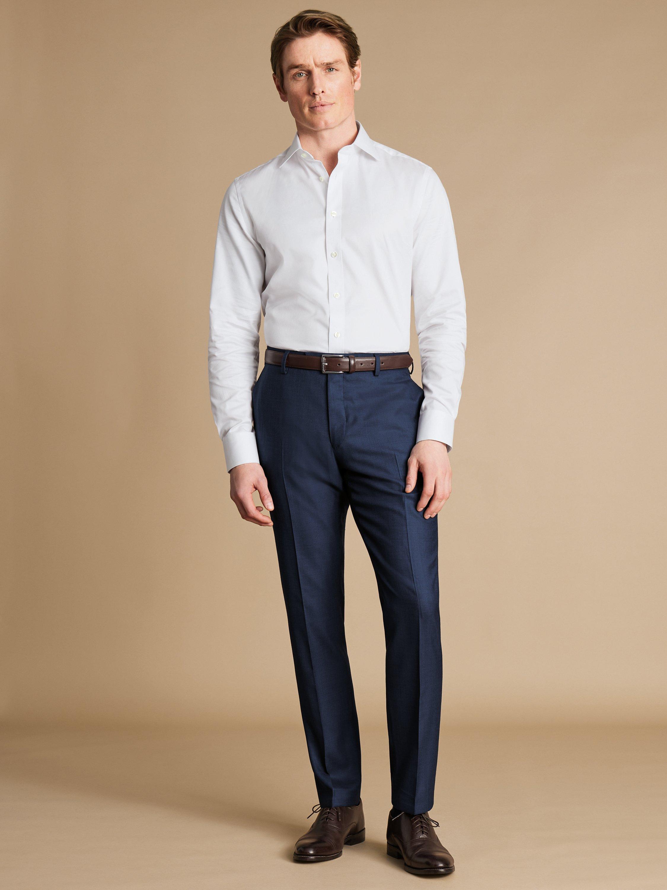 Product image 3 of 4, which shows Charles Tyrwhitt Slim FIt Merino Wool Suit Trousers, Indigo Blue, 30R