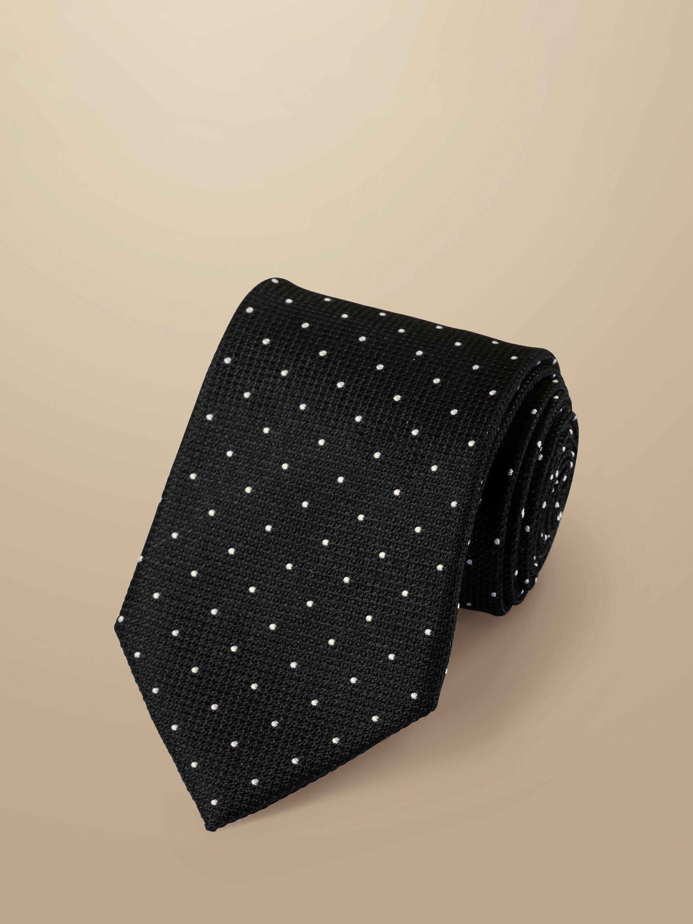 Product image 1 of 2, which shows Charles Tyrwhitt Spot Silk Tie, Black, One Size