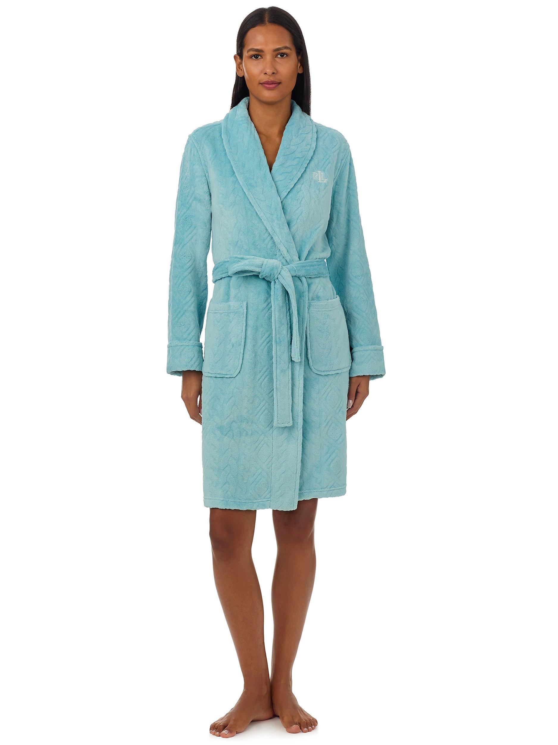 Lauren Ralph Lauren Soft Clipped Dressing Gown Sea Blue