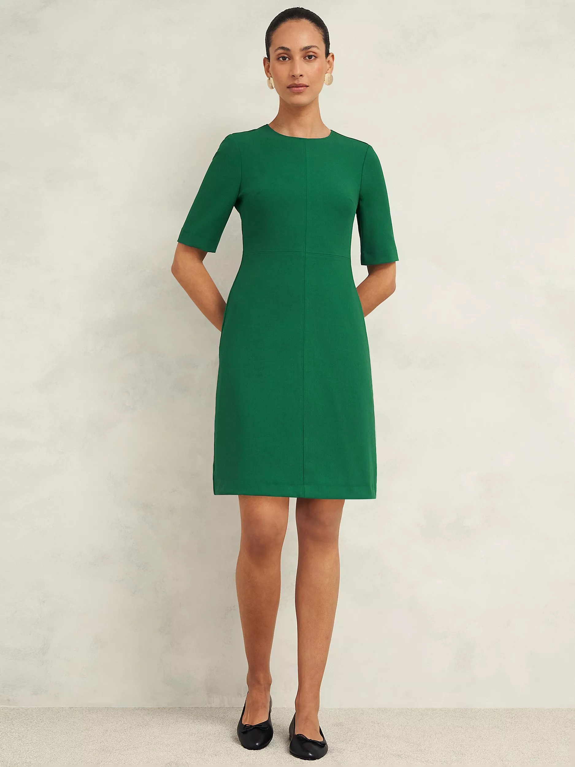 Hobbs Alana A Line Dress Green
