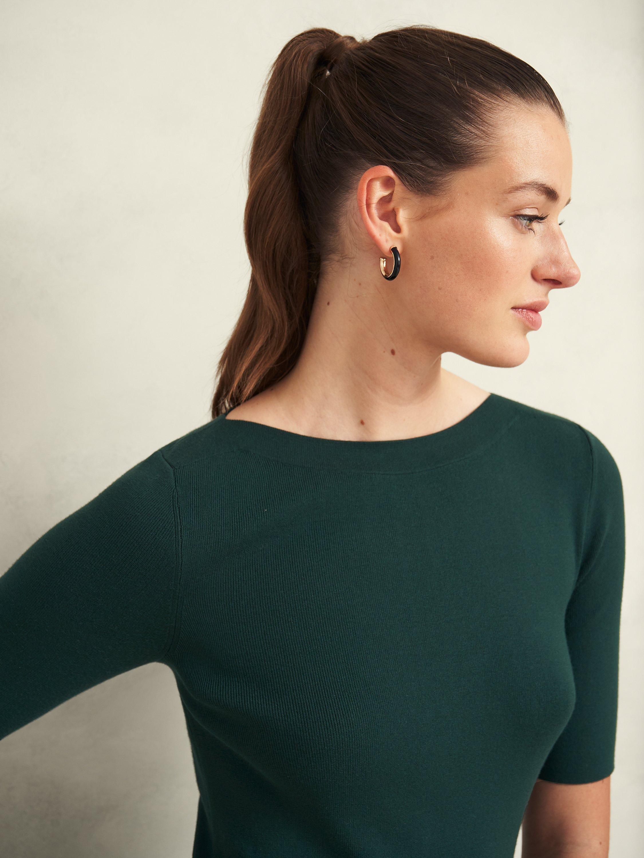 Product image 5 of 7, which shows Hobbs Abbie Knit Dress, Green, 10