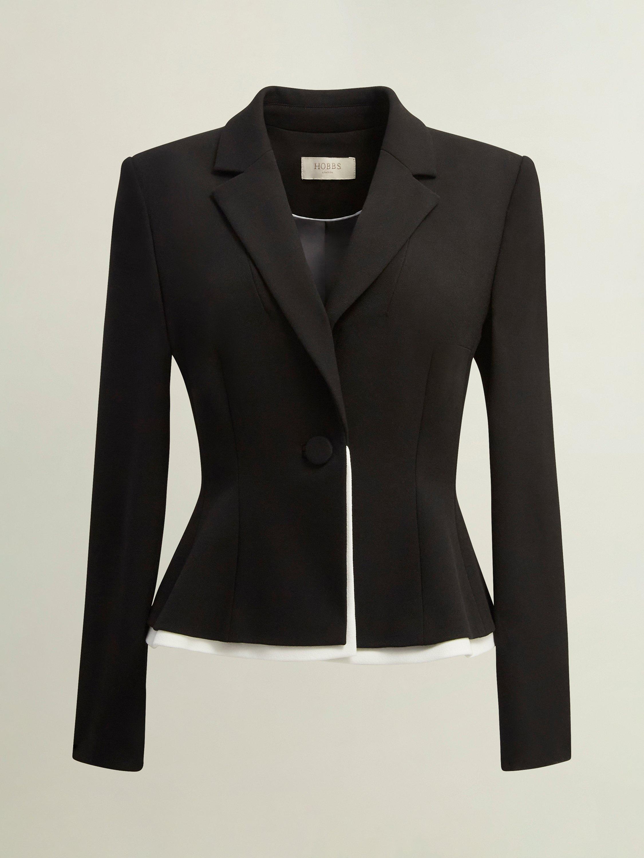 Hobbs Harmony Tailored Jacket, Black/Ivory, 12