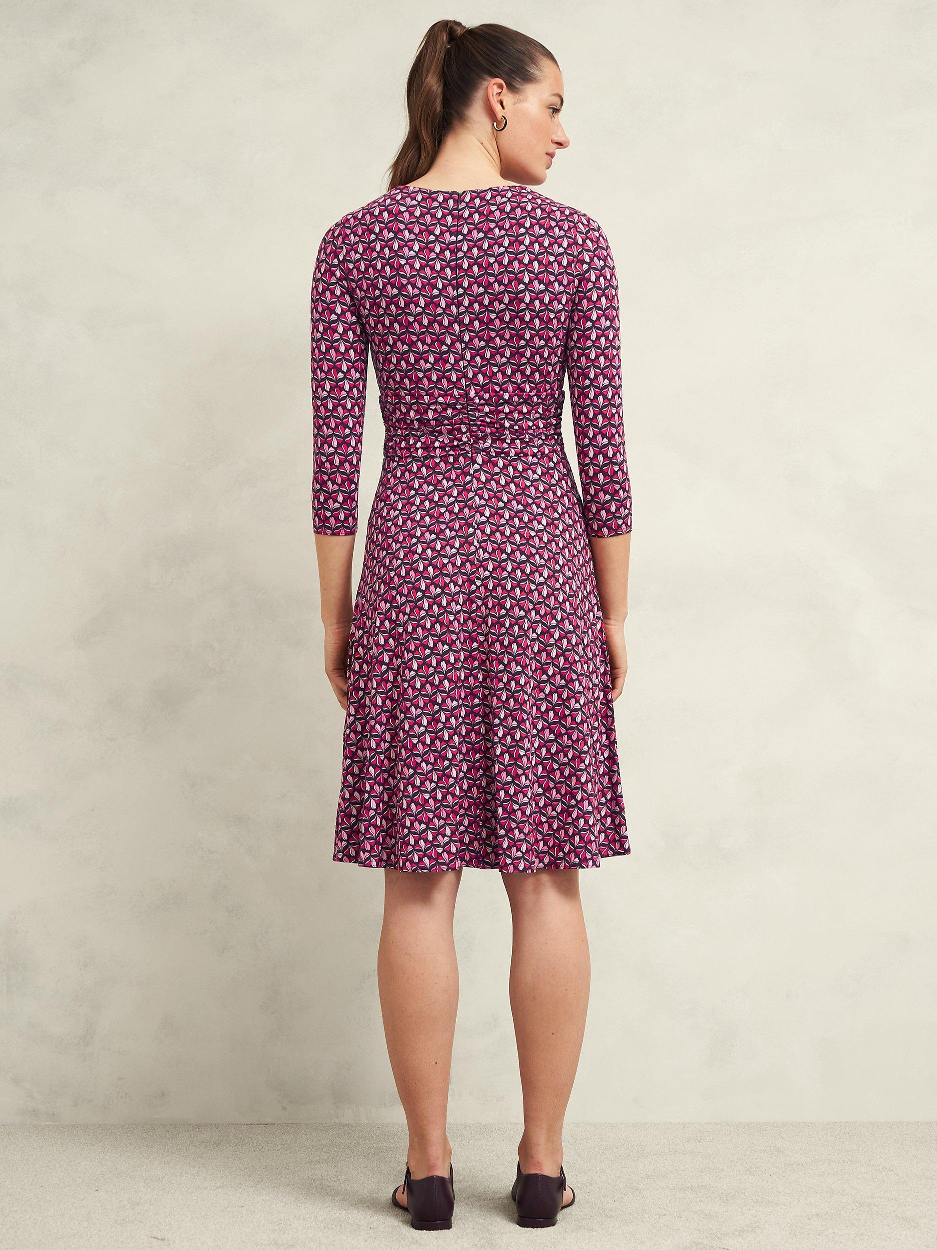 Product image 2 of 6, which shows Hobbs Bayview Abstract Jersey Dress, Pink/Multi, 22