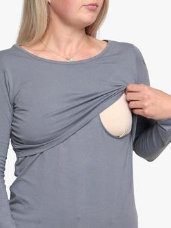 Bshirt Organic Cotton Blend Maternity Nursing Top - view 2, Light Grey