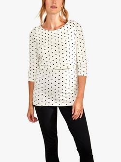 Bshirt Spot Nursing Top, Cream/Black, Cream & Black Spot