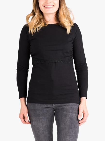 Bshirt Organic Cotton Blend Maternity Nursing Top, Black, Black