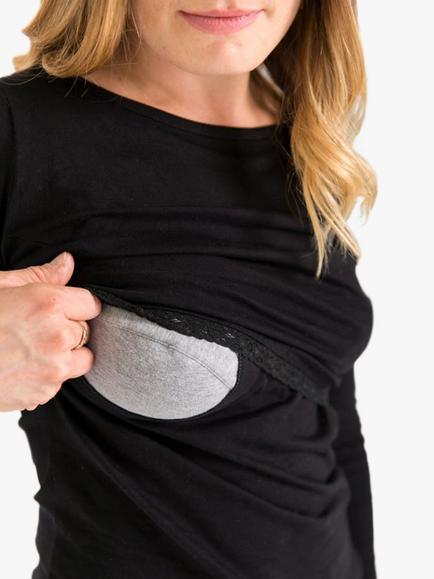 Bshirt Organic Cotton Blend Maternity Nursing Top, Black - view 2, Black