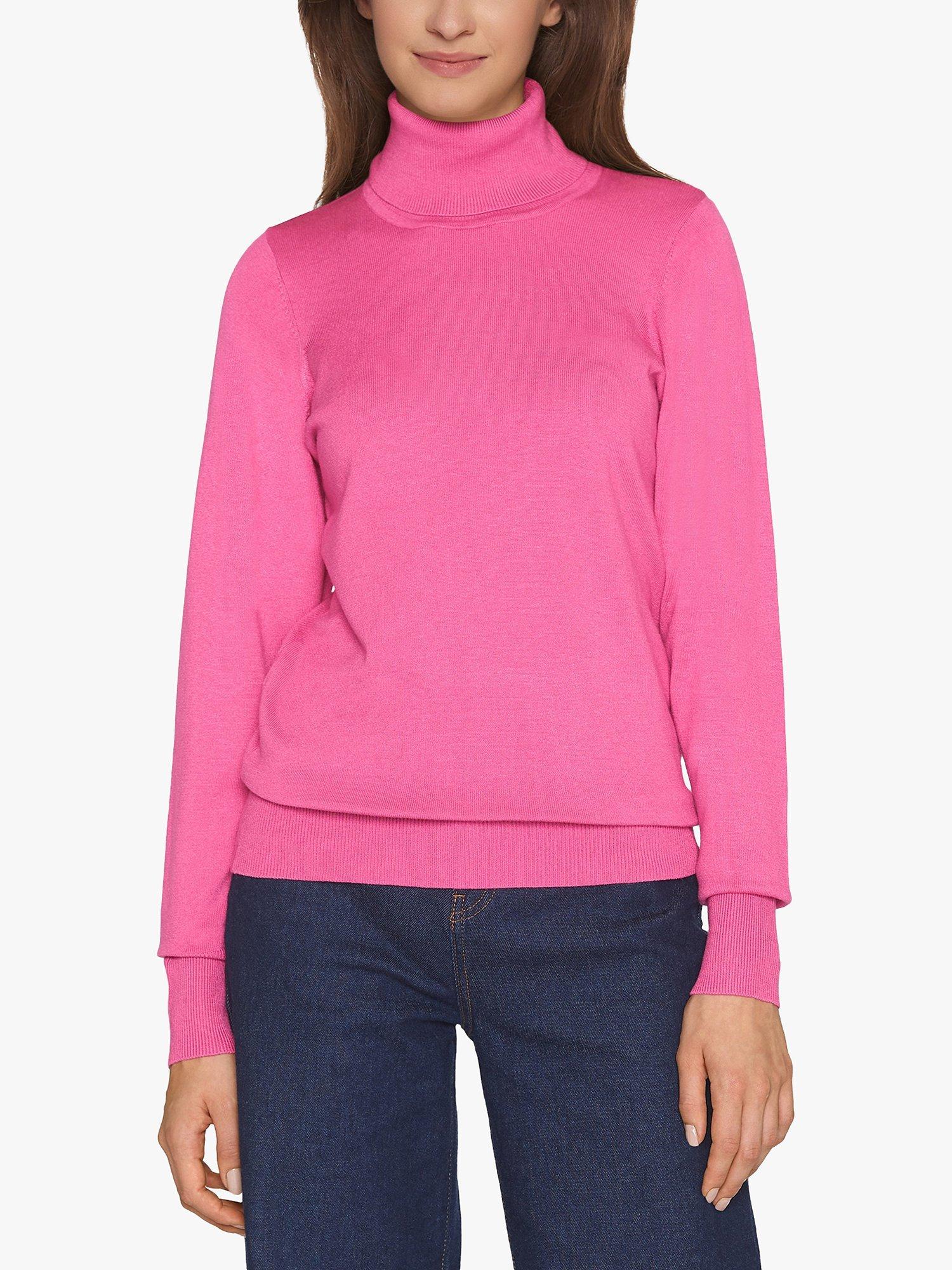 Product image 1 of 5, which shows Sisters Point Hotti Slim Fit Roll Neck Jumper, Pink, XS