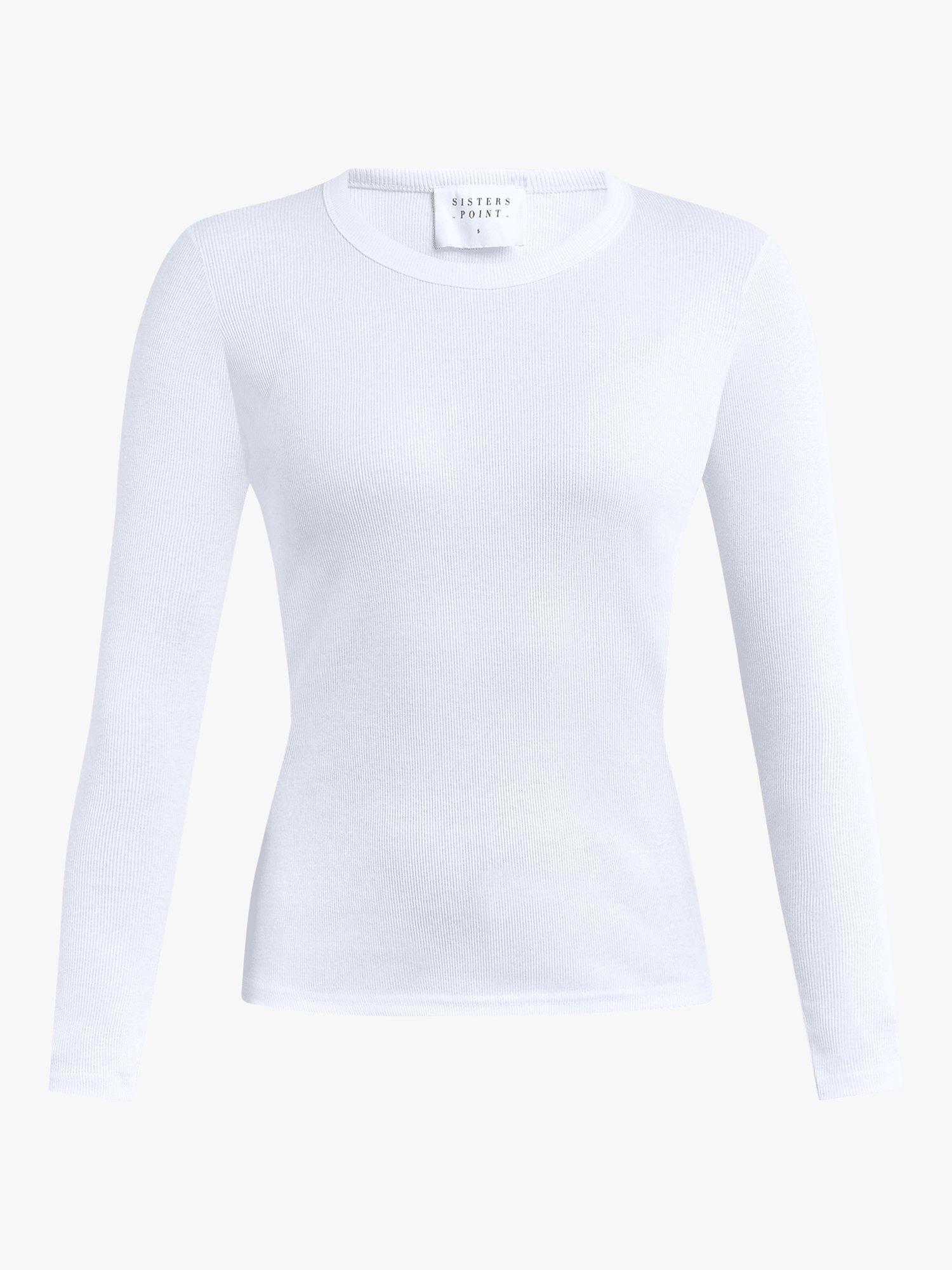 Product image 4 of 5, which shows Sisters Point Eike Slim Fit Rib Top, White, XS