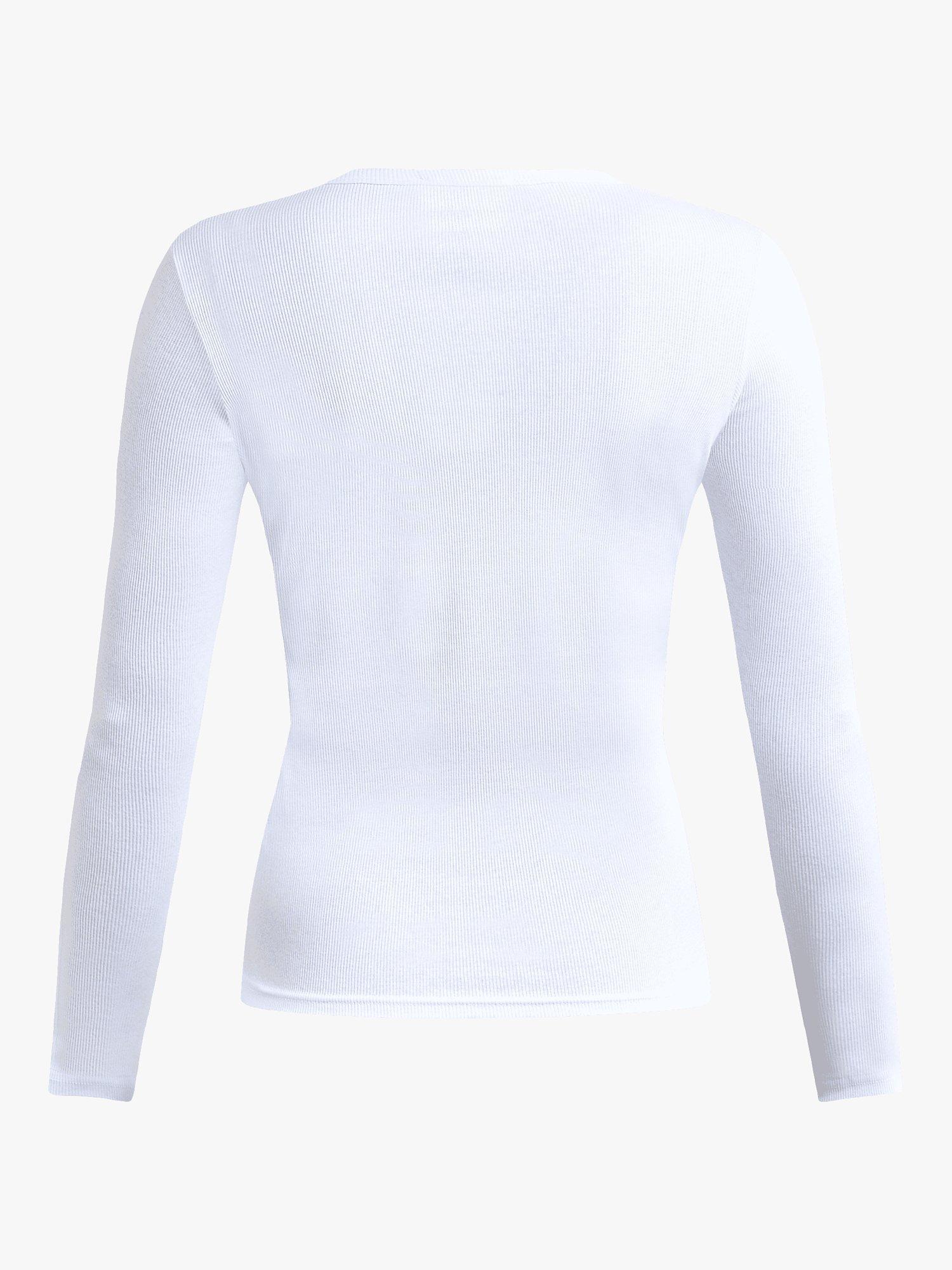 Product image 5 of 5, which shows Sisters Point Eike Slim Fit Rib Top, White, XS