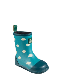Little Green Radicals Kids' Clouds Classic Wellington Boots, Blue, Blue Cloud
