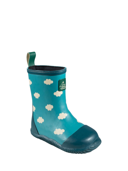 Little Green Radicals Kids' Clouds Classic Wellington Boots, Blue, Blue Cloud